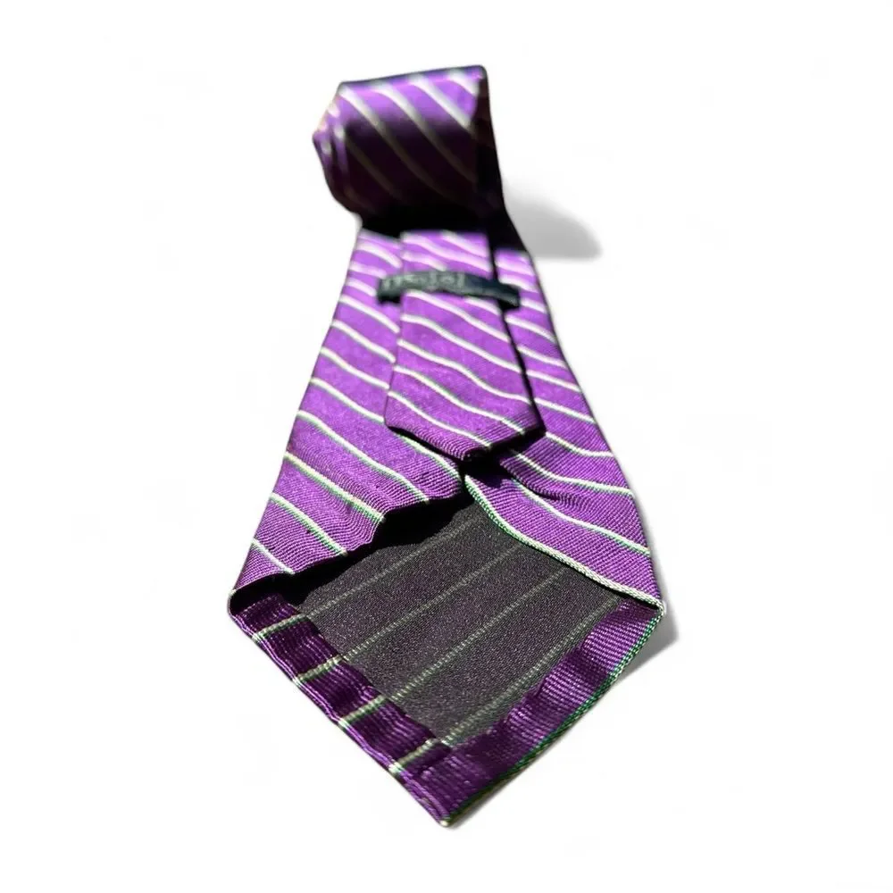 Vintage Polo Ralph Lauren Purple Diagonal Striped Neck Tie Classic Preppy Wide